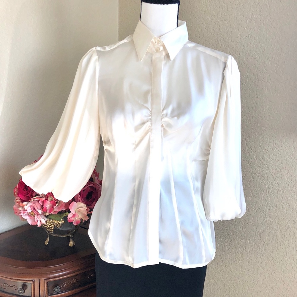 Belissimo NY Satin Balloon Sleeve Blouse